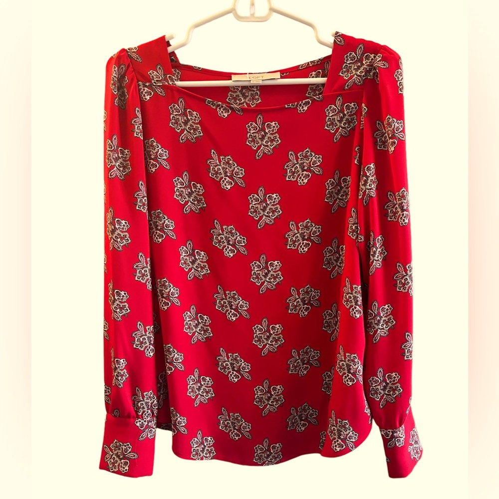 Loft square neck red blouse
